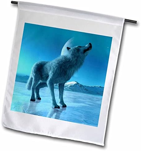 חיה גרפית בוהם 3drose - זאב מיילל בירח הארקטי - דגלים