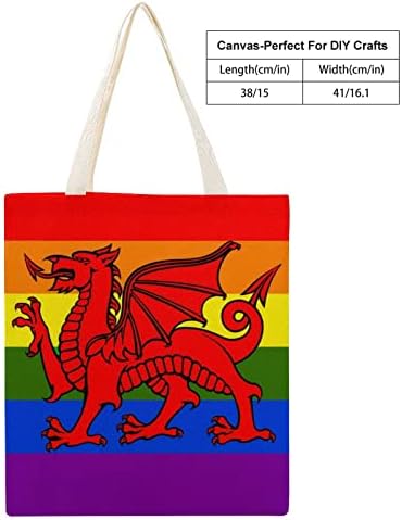 דגל וויילס דגל קשת בד קשת תיק תיק קלות קניות משקל קל לשימוש מחדש מתנה מודפסת בהתאמה אישית לנשים גברים 15x16