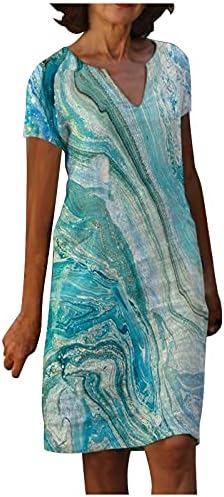שמלת פשתן כותנה בוהו לנשים שמלה אלגנטית עם צווארון פרחוני שמלה מודפסת שרוול קצר מזדמן שמלת קיץ 2023