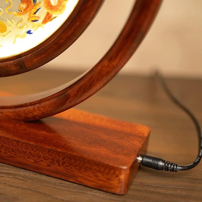 דו צדדי רקמה גבוהה-סוף דקורטיבי מסך עם שולחן מנורת רקמת יופי עתיק סגנון קישוטים