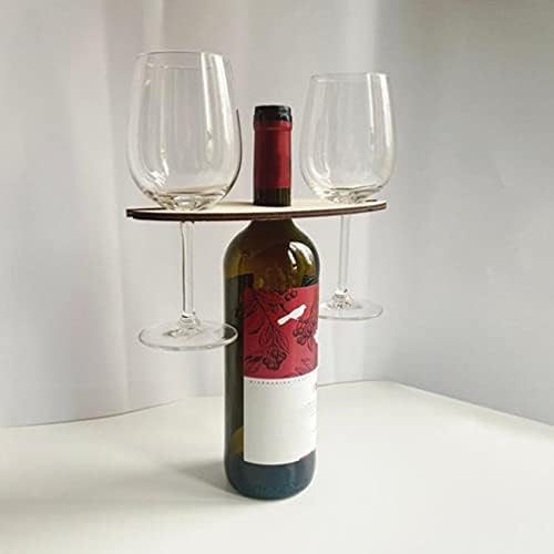 Bestoyard 3 PCS מחזיק זכוכית יין עץ יין עץ כוס יין מתלה ייבוש מעמד אחסון בגבעול גזע מחזיק 1 בקבוקים ו -2 כוסות