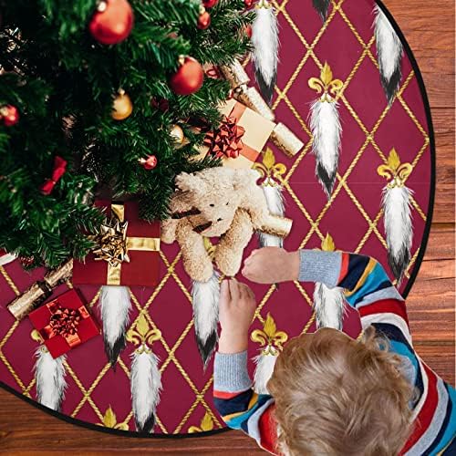 מחצלת עץ חג המולד Visesunny מחצלת גולדן פלר-דה-ליס דפוס רויאל זהב שושן עץ עץ מחצלת מגן רצפת סופג עץ עץ מחצלת