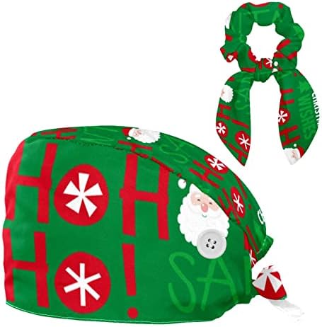 מכסה עבודה של חג המולד של סנטה עם כפתורים כובע בופנט מתכוונן כובע קרצוף יוניסקס עם שיער קשת