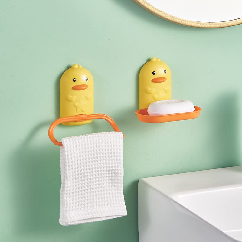 Adilaidun 5 pcs קטן קיר ברווז צהוב קופסת סבון רכוב קופסת סבון חמוד קופסא אמבטיה מגבת מגבת