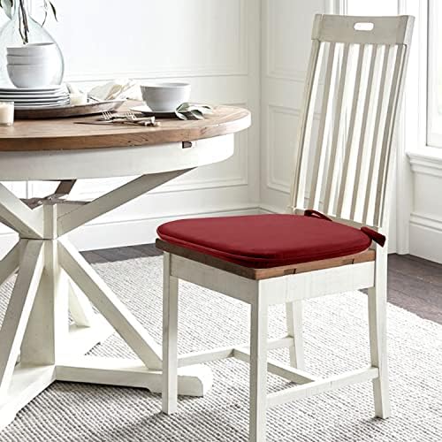 כריות כיסא מקורה למטה לכיסאות אוכל, רפידות כיסא קצף קטיפה קטיפה הולנדית עם קשרים למטבח, חדר אוכל