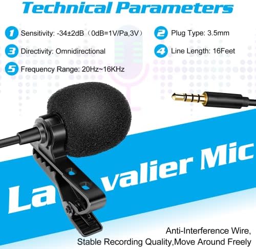 מיקרופון דש דו -דש במקצועי ללייט עבור allview viva 1003g Lite תואם לטלפון אייפון או לבלוג מצלמה