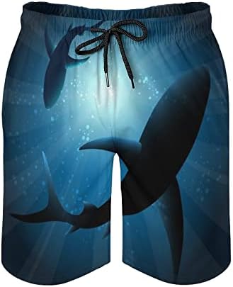 כרישים מתחת למים גברים בגד ים מהיר יבש לשחות מכנסיים קצרים בגד ים חוף לשחות לוח מכנסיים קצרים עם כיסים