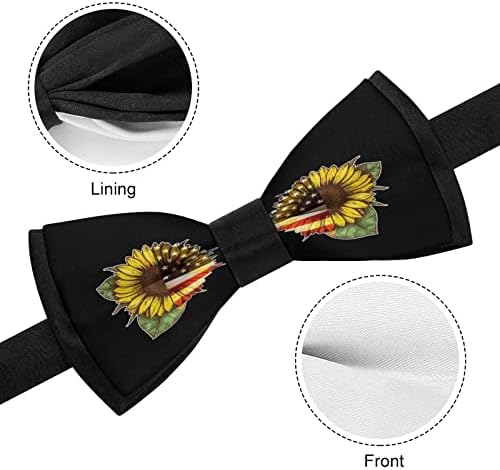 חמניות אמריקאי דגל גברים של מראש קשור עניבות פרפר מתכוונן מודפס חידוש עניבה