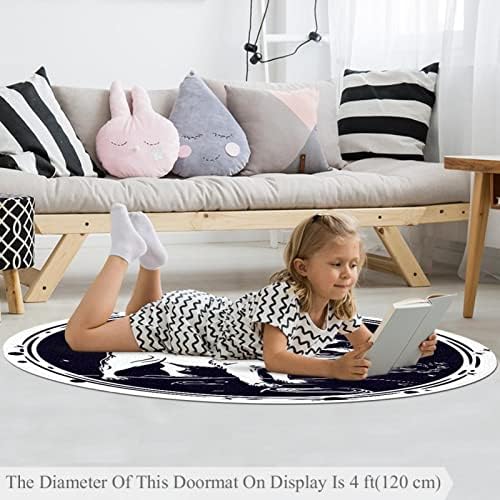 Llnsuply בגודל גדול 5 מטר ילדים עגול אזור משחק שטיח שטיח שטח חלל כלב מצויר פג משתלת כרית שטיח