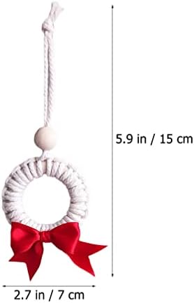 חג המולד Rattan Bowknot זר עיצוב: 2 יחידים תלויים טבעת עגולה זר בוהו חג המולד זר חבל כותנה חבל קלא