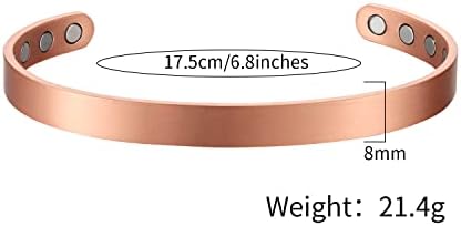 צמיד ריפוי מגנטי טהור לנשים מג'נרגיות עם מגנטים וטבעות 6 יחידות - 6.8 אינץ