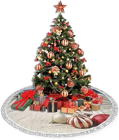 חג המולד מקשט על חצאית עץ חג המולד של החוף, מחצלת חצאית עץ חג המולד עם ציצית לעיצוב מסיבות חתונה