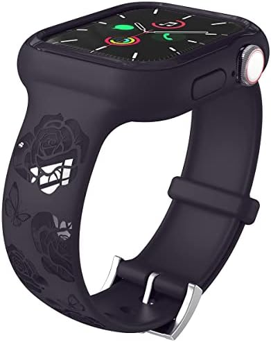 עבור להקת Apple Watch עם מקרה, פרחוני חרוט Apple Watch Case Cover עם נערות רצועות נערות TPU רוז לייזר לייזר חתוך
