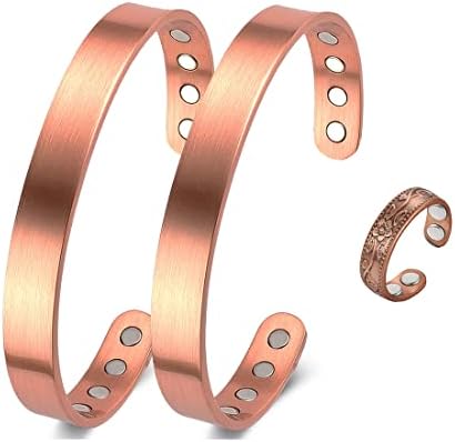 צמידי נחושת מגנטיים של Vicmag וטבעת לגברים טבעת ניקוז לימפה דלקת מפרקים, 3500 מגנטים של גאוס צמיד, מתנת