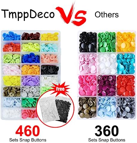 TMPPDECO מפלסטיק מצליחים עם צבת הצמד, 460 סטים כפתורי הצמד 24 צבעים לתפירה, ערכת מחברים לצמד לתפירה, בגדים, יצירה