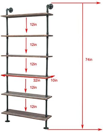 עיצוב WGX עבורכם מדפי צינורות תעשייתיים סולם עץ כפרי מדף ספרים מדף קיר רכוב לעיצוב ואחסון בסלון