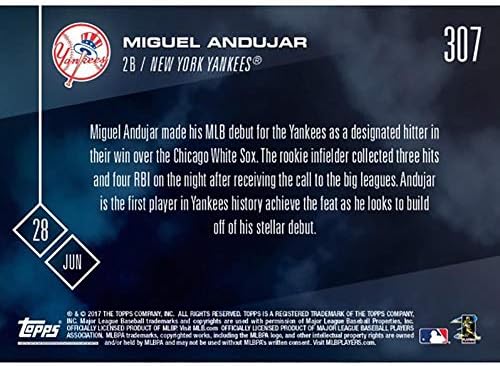 MLB NY Yankees Miguel Andujar 307 2017 Topps כרטיס מסחר עכשיו