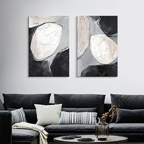 צ ' אדו יצירות אמנות מופשט קיר אמנות שחור ולבן אבן גיאומטריה ציור מעגל אפור תמונה מודרני יצירות אמנות