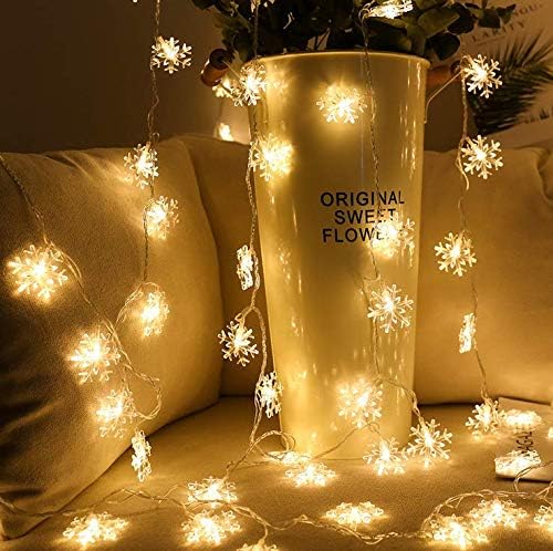 אורות מחרוזת LED Gootty, 40Ed/19.6ft אורות פיות פתית שלג לחג המולד לעץ חג המולד, חתונה, מסיבה, חדר