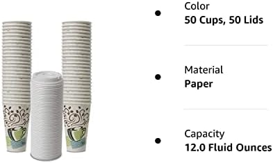 דיקסי מושלם מגע חכם עיצוב קפה כוס נייר מבודדת, 16 אונקיות כוסות ומכסים צרור