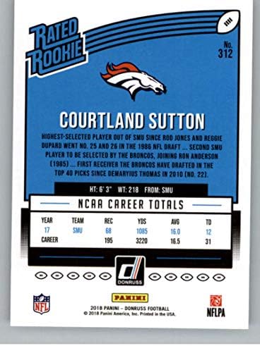 2018 דונרוס כדורגל 312 Courtland Sutton RC כרטיס טירון דנבר ברונקוס דירג את כרטיס המסחר הרשמי של טירון NFL