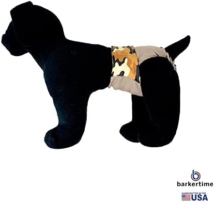 CAMO חום של Barkertime על חיתול כלבים עמיד למים חום פרימיום, XL, עם חור זנב - מיוצר בארהב