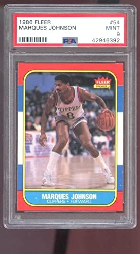 1986-87 Fleer 54 Marques Johnson PSA 9 כרטיס כדורסל מדורגת NBA 86-87 קליפר-קלפי כדורסל לא חתומים