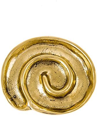 מאפרה מתכת פליז מוצקה מסוגננת בעבודת יד, עיצוב ספירלה, צבע זהב, קוטר: 12 סמ