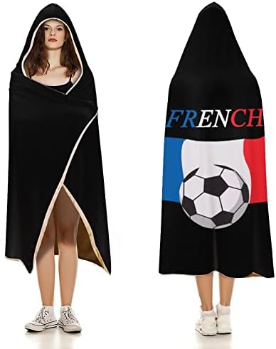 צרפתית כדורגל סלעית שמיכת לביש הסווטשרט גלימת גלימת צעיף לעטוף שמיכת תנומה לנשים גברים