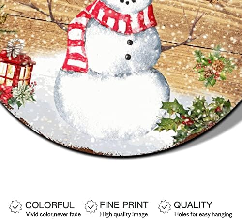 שלט זר משאית אדומה שלט שלג חמוד עץ עץ עגול עגול שלט פח באפלו משובץ עיצוב חג המולד שלט מתכת מרופט למרפסת