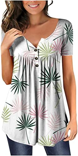 נשים פרחוני הדפסת טוניקת חולצות צווארון כפתור חולצה קיץ קצר שרוול חולצה חולצות בסיסי אופנה רך