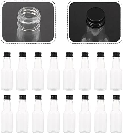 בקבוק מיץ צלול מיני אוגוני: 25 יחידות בקבוק משקה ריק 50 מל עם כובעים שחורים רוטב פלסטי