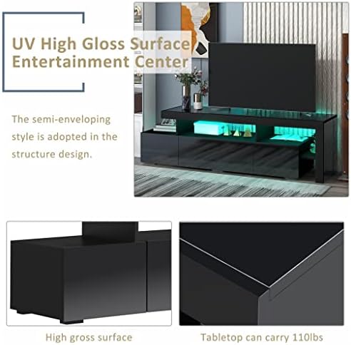 ZHYH עכשווי 16 צבעים אורות LED ארון טלוויזיה עמדת UV מרכז בידור גימור מבריק 70 אינץ 'טלוויזיה