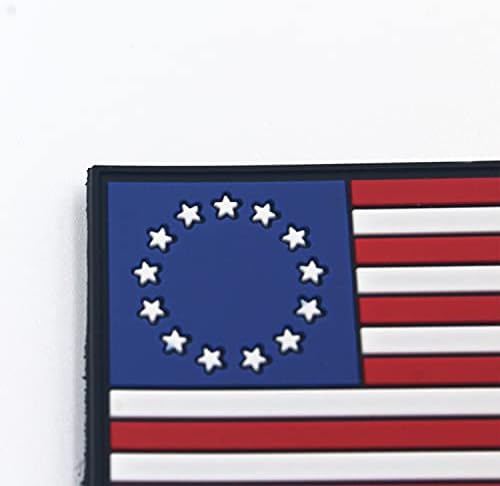 Betsy Ross American American דגל ארהב 3x5 טלאי PVC טקטי חיצוני- 13 כוכבים מושבות פרימיטיביות ארהב תג תפור על