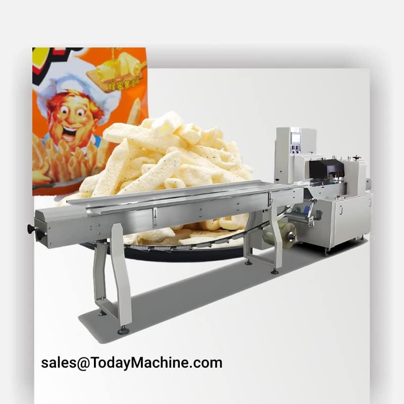 מכונת עטיפת זרימה מתכלה אוטומטית מתכלת למוצרי אריזה מאכל חטיף מזון