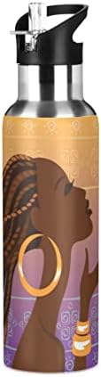 נשים אפרו -אמריקאיות גלימות 32 גרם בקבוק מים, בקבוק מים עם מכסה קש מבודד נירוסטה, לריצה, הליכה, נסיעה
