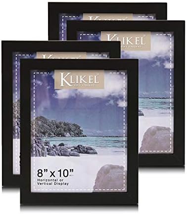 KLIKEL 8X10 סט מסגרת מסמך מסמך שחור - עץ מורכב עם מגן צילום זכוכית אמיתי - תליית קיר ותצוגה