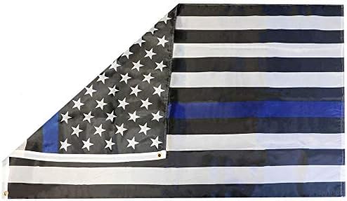 סיטונאות אמריקאית סופרסטור ארהב זיכרון דק כחול קו משטרת 150d ארוג פולי ניילון 5x8 5'x8 'דגל דגל