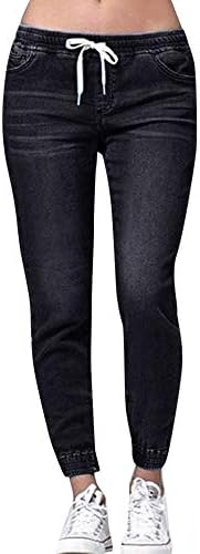 נשים סתיו אלסטיות פלוס בגודל רופף ג'ינס רופף כושר מגרש מזדמן פלוס מכנסי ג'ינס עפרונות קצוצים לנשים בגדי