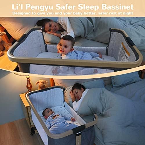 מיטת תינוק עריסה לתינוק, מתכוונן תינוק ערסלי המיטה רדום עם כותנה מזרן, כלי-משלוח להרכיב נייד מתגלגל
