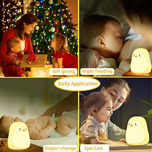 פינגווין לילה אור לילדים, קוואי 7 צבעים נייד מנורת לילה, חמוד רך רטוב סיליקון נטענת מנורת לילה מנורת עבור בנות