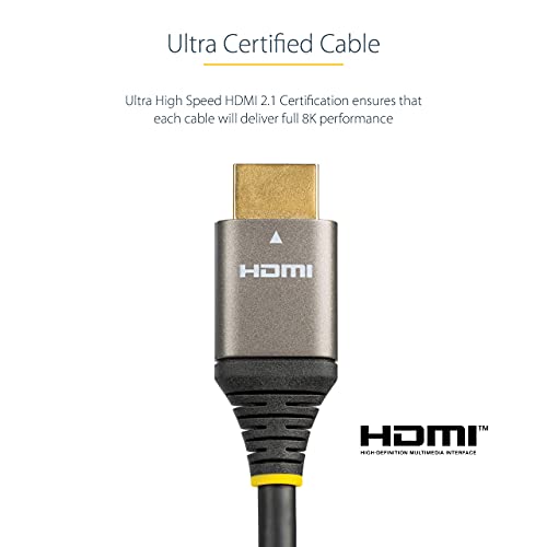 Startech.com 3ft HDMI 2.1 כבל 8K - מוסמך Ultra במהירות גבוהה HDMI כבל 48 ג'יגה -ביט לשנייה - 8K 60Hz/4K