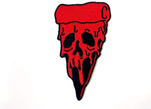 זומבי פיצה פיצה פיצה חתיכת גולגולת אדומה טלאי לוגו תפור ברזל על תלבוש טלאי שלט של תאי אפליקציה רקום