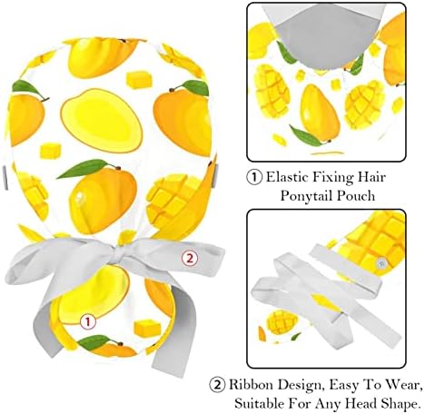 כובע עבודה 2 יחידות עם כפתורים ומכסה קרצוף פרי צהוב של מנגו מנגו לנשים לנשים שיער ארוך