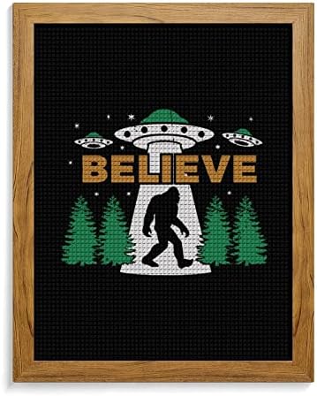חייזרי Bigfoot UFO מאמינים כי Sasquatch Diamond Make Frames Frames ערכות אומנות קיר תלייה תמונה למשרד הביתי בית