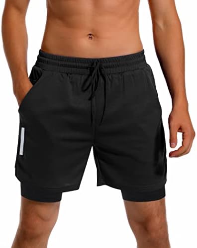 מילן נאקו אימון מכנסיים קצרים גברים, מהיר יבש מכנסי ריצה עם כיסים, 2 ב 1 רשת ספורט קצר עם דחיסת אניה…