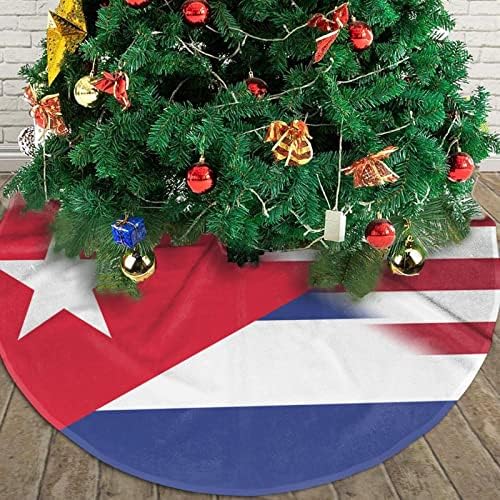 חצאית עץ חג המולד, דגל אמריקאי בגודל 30-48 אינץ 'ומזרן עץ דגל קובה לקישוטים לחג המולד קישוטים למסיבת חג
