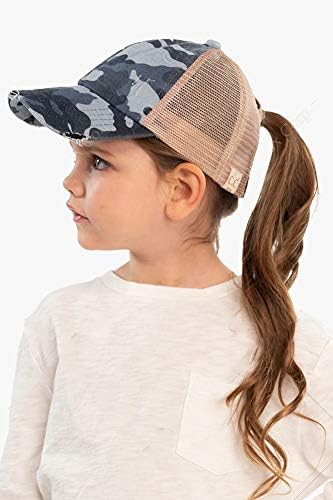 Scarvesme Kids Criss Cross Cross Bun Bun Poantail כותנה כובע בייסבול