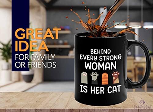פלארי לנד חתול ליידי קפה ספל 11 עוז שחור-אישה הוא שלה חתול-חתול כפת חתול הורים חתול אמא חתול מאהב חתלתולים לגרגר