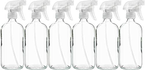 6 חבילה של בקבוקי ריסוס זכוכית ברורים של 16 גרם - מכולות לשימוש חוזר עם מרסס מתכוונן: ערפל וזרם - לשמנים